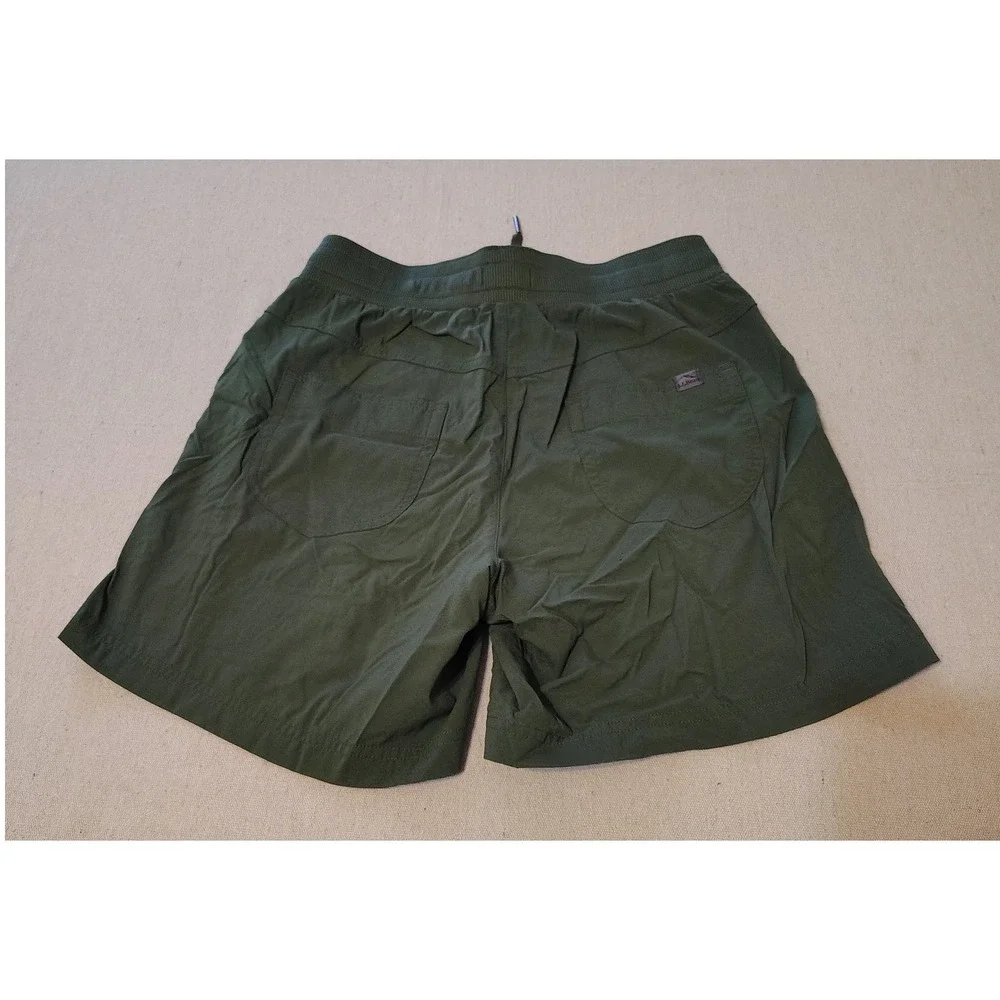 LL Bean Womens Olive‎ Green Cargo Pocket Zip Shorts Drawstring Waist XS OO
